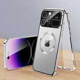 Metal Aluminum Alloy Magsafe Magnetic Adsorption 360°Full Screen Lens HD Glass Case For iPhone 14 13 12 series