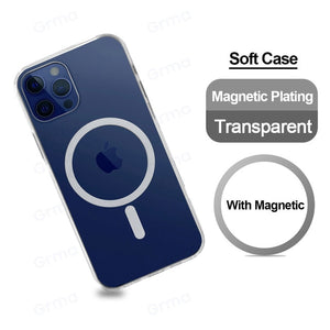 Magnetic MagSafe Transparent Clear Electroplating Frame Phone Case for iPhone 12 Pro Max