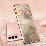 Plated 9H Ceramics Tempered Glass Full Protect Marble Case for Samsung Galaxy S21 Series