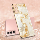 Plated 9H Ceramics Tempered Glass Full Protect Marble Case for Samsung Galaxy S21 Series