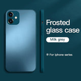 Original Square Frosted Tempered Glass Phone Case For iPhone 12 11 Series