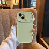 Cute Slide Camera Lens Protection Candy Color Case for iPhone 14 13 12 series