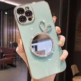 Bling Glitter Rabbit Makeup Mirror Plating Case for iPhone 13 12 11 Pro Max Mini