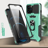 360 Full Camera Protector Tempered Glass Ring Holder Case for iPhone 13 12 Series