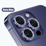 Glitter Diamond Tempered Glass Camera Metal Ring for iPhone 14 13 12 series