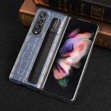 Luxury Fashion Leather Pen slot Case for Samsung Galaxy Z Fold 3
