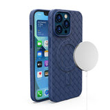 Magnetic Breathable Mesh Magsafe Wireless Charging Silicone Leather Weaving Cases For iPhone 14 series
