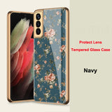 Plated 9H Ceramics Tempered Glass Full Protect Marble Case for Samsung Galaxy S21 Series