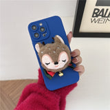 Winter Plush Cartoon Elk Doll Bowknot Soft Silicone Candy Color Case For iPhone 13 12 11 Series