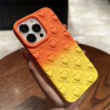Color Contrast 3D Love Heart Skin Feel Gradient Shockproof Silicone Soft Case for iPhone 14 13 12 series