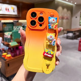 Dual Colour Gradient Wave Case With Wristband For iPhone 14 13 12 series