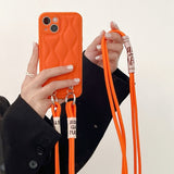 Double Chain Crossbody Lanyard Leather Back Case for iPhone 13 12 11 Series