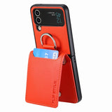 Magnetic Ring Holder Kickstand Vertical Leather Wallet Cards Solt Case for Samsung Galaxy Z Flip 4 3