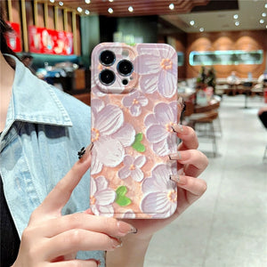 Retro Painting Flower Case For iPhone 14 series