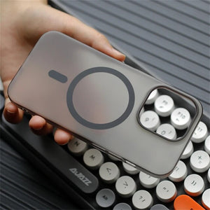 Ultra Thin Matte Magnetic Wireless Charge Translucent Hard PC Case For iPhone 15 14 13 12 series