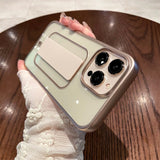 Luxury Plating Transparent Contractive Wrist Strap Case for iPhone 14 13 12 series