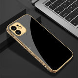 Luxury Plating Carving Edge Protection Tempered Glass Case For IPhone 12 Series