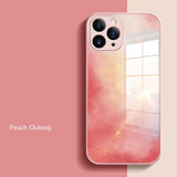Watercolor Liquid Silicone Lens Protect Tempered Glass Case for iPhone 12 11 Series