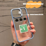 Hollow Fliping Lens Bracket Transparent Acrylic Shockproof Case for iPhone 14 13 12 series