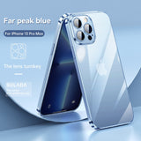 Electroplated Frame Transparent Case With Lens Film for iPhone 14 13 12 series