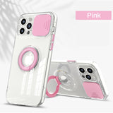 Slide Camera Protector Transparent Silicone Case with Ring Holder For iPhone 13 Series