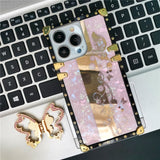 Mirror 3D Butterfly Flower Plating Soft Square Case For iPhone 14 13 12 series