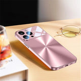 Metal Aurora Glass-like Camera Protector Silicone Case For iPhone 15 14 13 12 Series