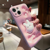 3D Cute Rabbit Pink Cartoon Silicone Case For iPhone 14 13 12 series