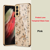 Plated 9H Ceramics Tempered Glass Full Protect Marble Case for Samsung Galaxy S21 Series