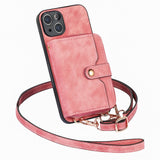 Zipper Wallet Leather Crossbody Lanyard Card Holder Case For iPhone 14 13 12 series