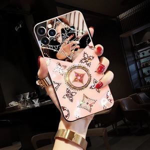 Luxury Mirror Diamond Case With Finger Ring For iPhone 13 12 11 Series