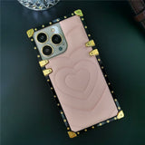 Fashion 3D Love Heart Soft PU Leather Metal Shockproof Case For iPhone 14 13 12 series
