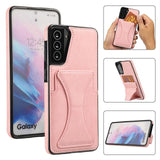 Luxury Card Slot Bracket Leather Case For Samsung S21 S20 Series