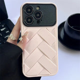 Braided Mesh Woven Grid Soft TPU Shockproof Case With Lens Protection for iPhone 15 14 13 12 series