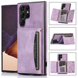 Triple Folded Matte Leather Wallet Card Slots Kickstand Flip Case for Samsung S22 S21 S20 Ultra Plus