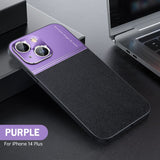 Frosted Metal PU Leather Case for iPhone 14 13 12 series