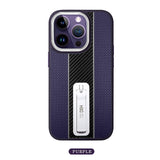 Luxury Carbon Fiber Texture Stand TPU Soft Frame Shockproof Bracket Case For iPhone 14 13 12 series