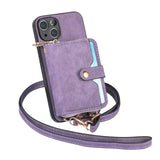 Zipper Wallet Leather Crossbody Lanyard Card Holder Case For iPhone 14 13 12 series