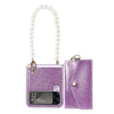 Glitter Pearl Bracelet Chain Cards Slot Wallet Case for Samsung Galaxy Z Flip 4 3