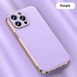 Luxury Plating Shockproof Lens Protection Leather Case for iPhone 14 13 12 series