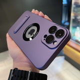 Shockproof Lens Protection Logo Hole Stand Holder PC Hard Case For iPhone 14 13 12 series