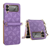 Diamond Texture Leather Case Crossbody Chain for Samsung Galaxy Z Flip 3