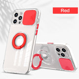 Slide Camera Protector Transparent Silicone Case with Ring Holder For iPhone 13 Series