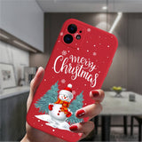 Cute Cartoon Merry Christmas Santa Claus Red Silicone Phone Case For iPhone 13 12 11 Series