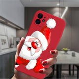 Cute Cartoon Merry Christmas Santa Claus Red Silicone Phone Case For iPhone 13 12 11 Series