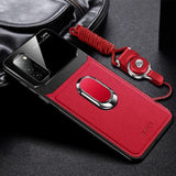Hard Tempered Glass With Stand Ring Leather Case For Samsung Note 20 & S20 Series