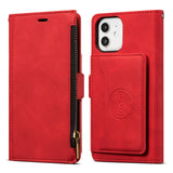 Wallet Leather Zipper Flip Book Case For iPhone 14 13 12 series