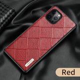 Genuine Leather Rhombus Grain Phone Cases For iPhone 12 Series