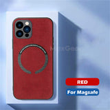 Luxury Suede Leather MagSafe Case for iPhone 13 12 11 Pro Max Mini