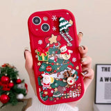 Christmas Elk Snowman Santa Claus Cartoon Soft Case For iPhone 15 14 13 12 series
